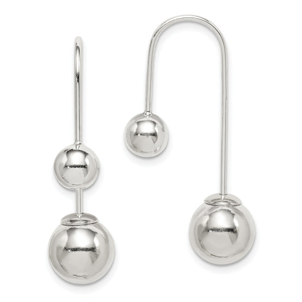 Sterling Silver Polished Front and Back Dangle Earrings
