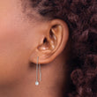 Sterling Silver Rhodium-plated CZ Bezel Chain Threader Earrings