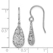 Sterling Silver Rhodium-plated Polished & D/C Teardrop Dangle Earrings