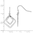 Sterling Silver Rhodium-plated Double Diamond Shape Dangle Earrings