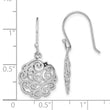 Sterling Silver Rhodium-plated Polished Filigree Circle Dangle Earrings