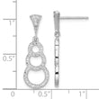 Sterling Silver Rhodium-plated CZ 3-Circles Dangle Post Earrings