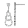 Sterling Silver Rhodium-plated CZ 3-Circles Dangle Post Earrings