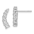Sterling Silver Rhodium-plated Graduated CZ Curved Post Earrings