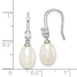 Sterling Silver Rhodium-plated Polished White 7-8mm Freshwater Cultured Pearl & CZ Dangle Earrings