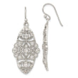 Sterling Silver Polished Fancy CZ Dangle Shephard Hook Earrings