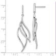 Sterling Silver Rhodium-plated CZ Dangle Leaf Earrings
