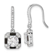 Sterling Silver Rhodium-plate CZ & Black Nano Crystal Square Earrings