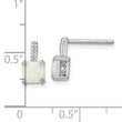 Sterling Silver Rhodium-plated Square White Created Opal Post Earrings