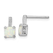 Sterling Silver Rhodium-plated Square White Created Opal Post Earrings