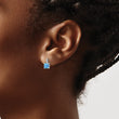 Sterling Silver Rhodium-plated Square Blue Created Opal Post Earrings