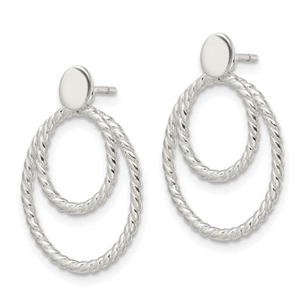 Sterling Silver w/2 Oval Jackets Button Post Earrings