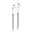 Sterling Silver Polished Oval and Multi-Strand Beaded Chain Dangle Earrings
