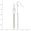 Sterling Silver Polished Oval and Multi-Strand Beaded Chain Dangle Earrings