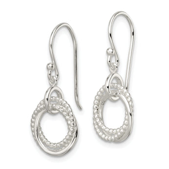Sterling Silver Polished Intertwined Circles Dangle Earrings