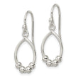 Sterling Silver Polished Beaded Teardrop Dangle Earrings