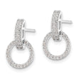 Sterling Silver Rhodium-plated Polished CZ Circle Post Dangle Earrings