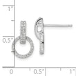 Sterling Silver Rhodium-plated Polished CZ Circle Post Dangle Earrings