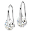 Sterling Silver Rhodium-plated Polished Round CZ Dangle Earrings