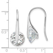 Sterling Silver Rhodium-plated Polished Round CZ Dangle Earrings