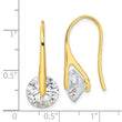 Sterling Silver Gold-tone Polished Round CZ Dangle Earrings