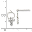 Sterling Silver Polished CZ Cross Circle Post Dangle Earrings