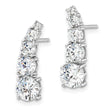 Sterling Silver Rhodium-plated Polished Graduated CZ Post Earrings