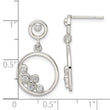 Sterling Silver Polished CZ Circle Dangle Post Earrings