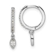 Sterling Silver Rhodium-plated Polished CZ Hinged Hoop Earrings