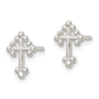 Sterling Silver Polished Budded Cross Post Earrings