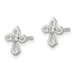 Sterling Silver Polished CZ Passion Cross Post Earrings