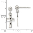 Sterling Silver Polished and D/C Latin Cross Post Dangle Earrings