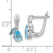Sterling Silver Rhodium-plated Swiss BT/White Topaz Hinged Earrings