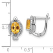 SS RH-plated 2.02t.w. Citrine/White Topaz Oval Hinged Earrings