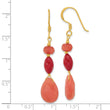 Sterling Silver Gold-plated Coral and Jade Dangle Earrings