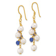 Sterling Silver Gold-plated FWC Pearl and Blue Quartz Dangle Earrings
