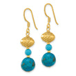 Sterling Silver Gold-plated Recon Zircon/Turquoise Dangle Earrings