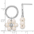 Sterling Silver RH-plated 4-5mm White FWC Pearl Flower Dangle Earrings