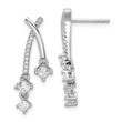 Sterling Silver Rhodium-plated Fancy CZ Dangle Post Earrings