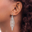 Sterling Silver Rhodium Plated Moveable Leaf Dangle Earrings