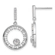Sterling Silver Rhodium-plated Fancy Circle CZ Dangle Post Earrings