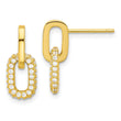 Sterling Silver Gold-tone Micro Pave CZ Link Design Post Dangle Earrings