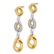 Sterling Silver Rhodium-plated Gold-tone Polished CZ Post Dangle Earrings