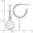 Sterling Silver Polished C-Hoop Dangle Disc Post Earrings