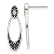 Sterling Silver Polished and Antiqued Oval Post Earrings