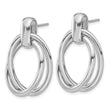Sterling Silver Rhodium-plated Hollow Double Link Post Dangle Earrings