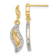 Sterling Silver Gold-tone Polished CZ Wavy Post Dangle Earrings