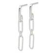 Sterling Silver E-coated Paperclip Link Post Dangle Earrings