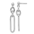 Sterling Silver Rhodium-plated Paperclip Dangle Post Earrings