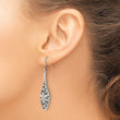 Sterling Silver Polished Antiqued Floral Teardrop Shepherd Hook Earrings